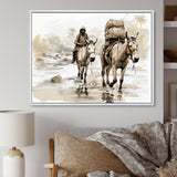 Vintage Donkey journey in the desert - Donkey Canvas Wall Art
