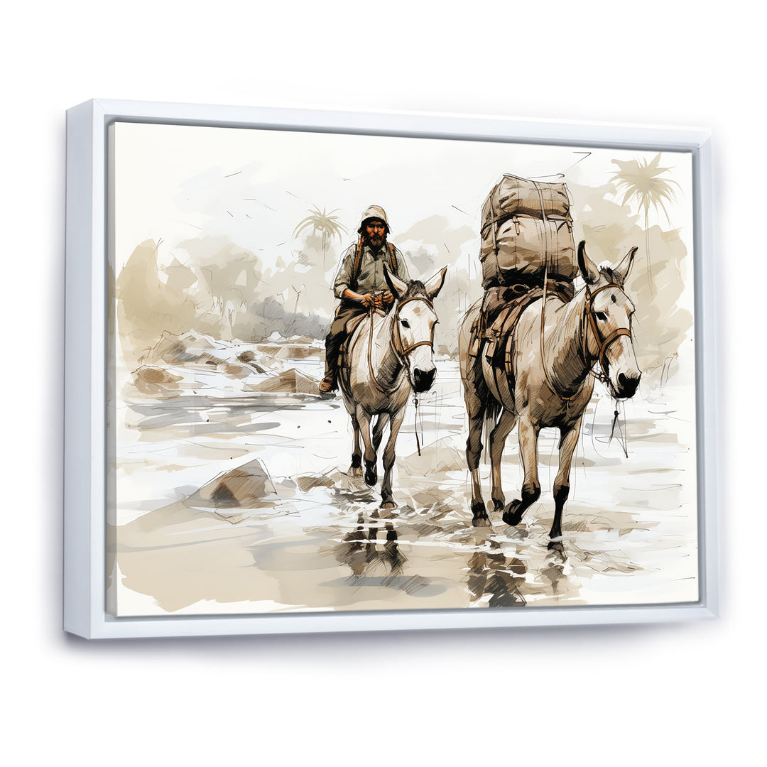 Vintage Donkey journey in the desert - Donkey Canvas Wall Art