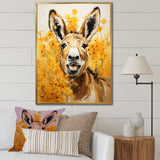 Yellow donkey Pastoral Portrait - Donkey Wall Decor