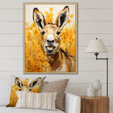 Yellow donkey Pastoral Portrait - Donkey Wall Decor