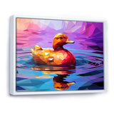 Yellow duck on purple lake - Duck Canvas Wall Art