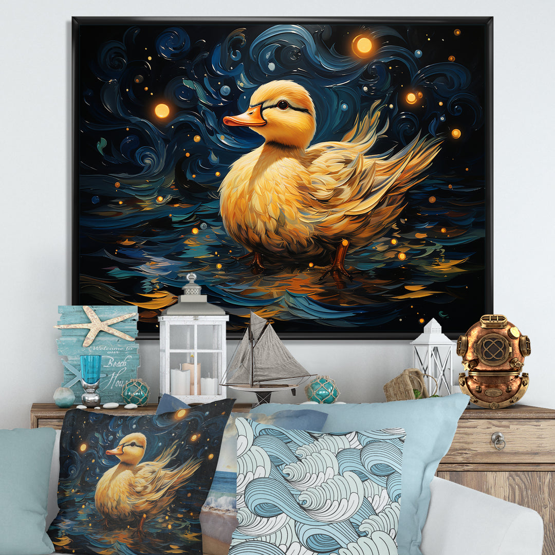 Yellow duck starry night wonders - Duck Wall Decor