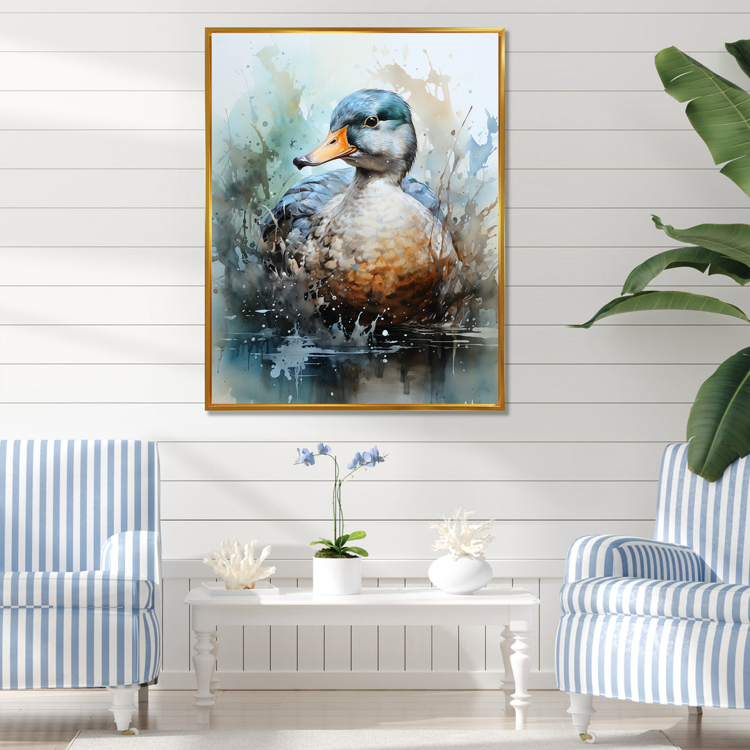 Blue duck by the lake - Duck Wall Art Prints