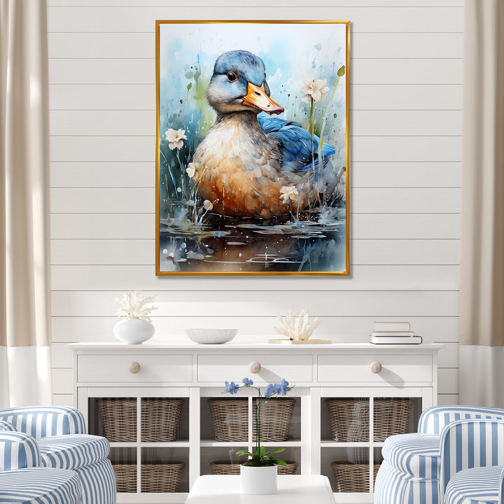 Blue Duck Aquarelle Avian - Duck Wall Art Prints