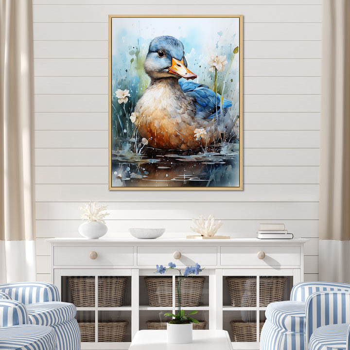 Blue Duck Aquarelle Avian - Duck Wall Art Prints