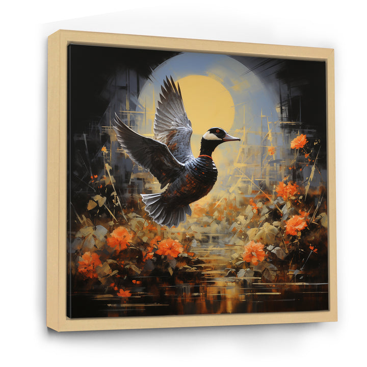 Duck Flight on floral Eclipse - Duck Canvas Wall Art