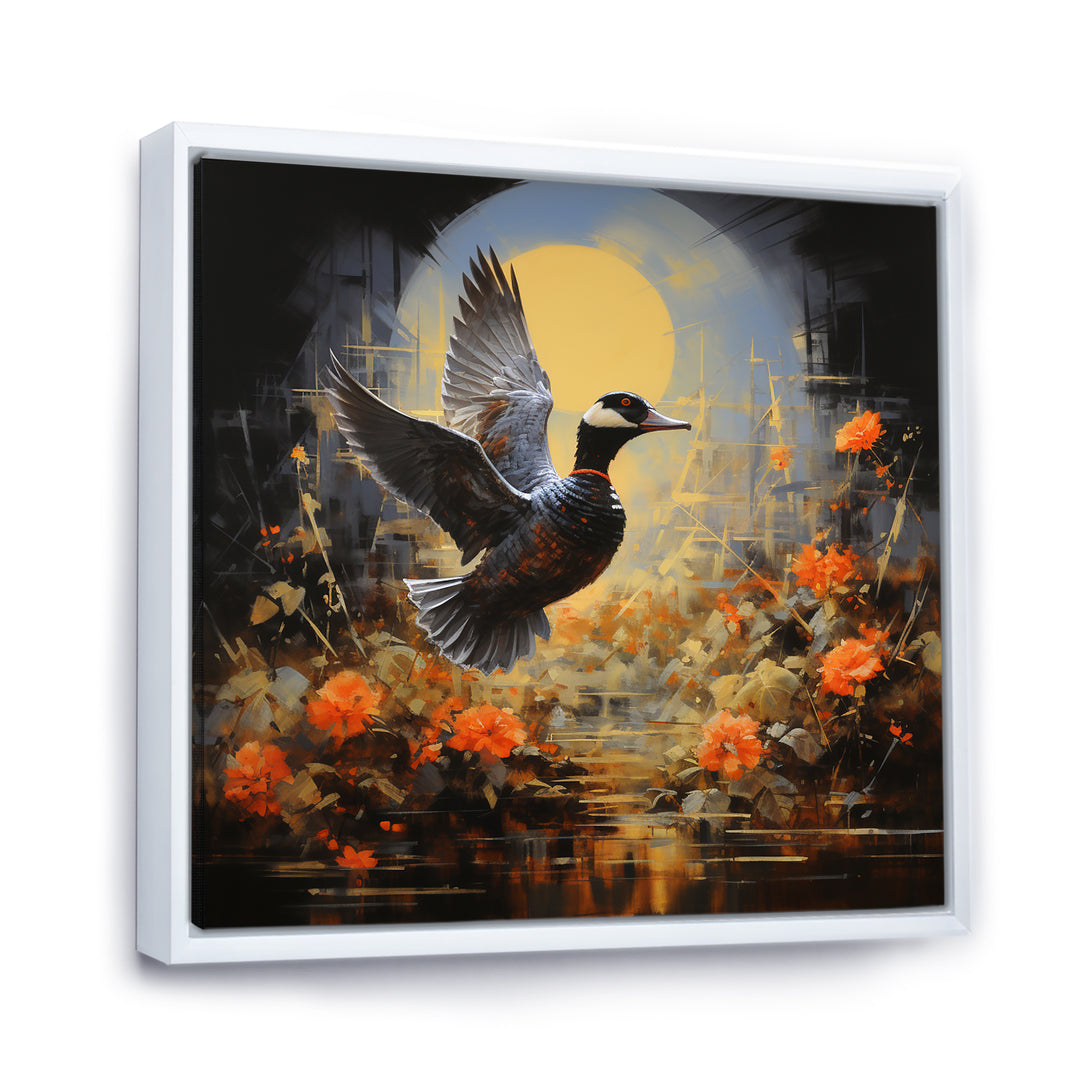 Duck Flight on floral Eclipse - Duck Canvas Wall Art