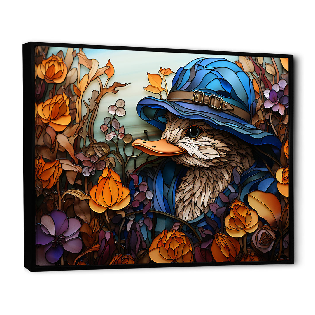 Blue and orange duck blooms Mosaic - Duck Canvas Wall Art
