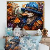 Blue and orange duck blooms Mosaic - Duck Canvas Wall Art