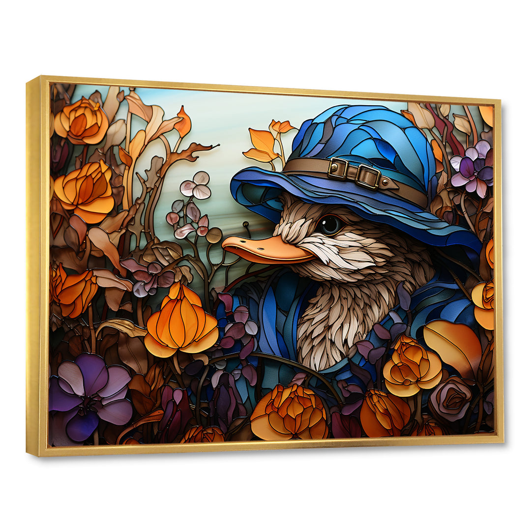 Blue and orange duck blooms Mosaic - Duck Canvas Wall Art