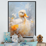White and yellow Duck Feathered Elegance - White Duck Wall Art