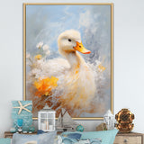 White and yellow Duck Feathered Elegance - White Duck Wall Art