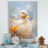 White and yellow Duck Feathered Elegance - White Duck Wall Art