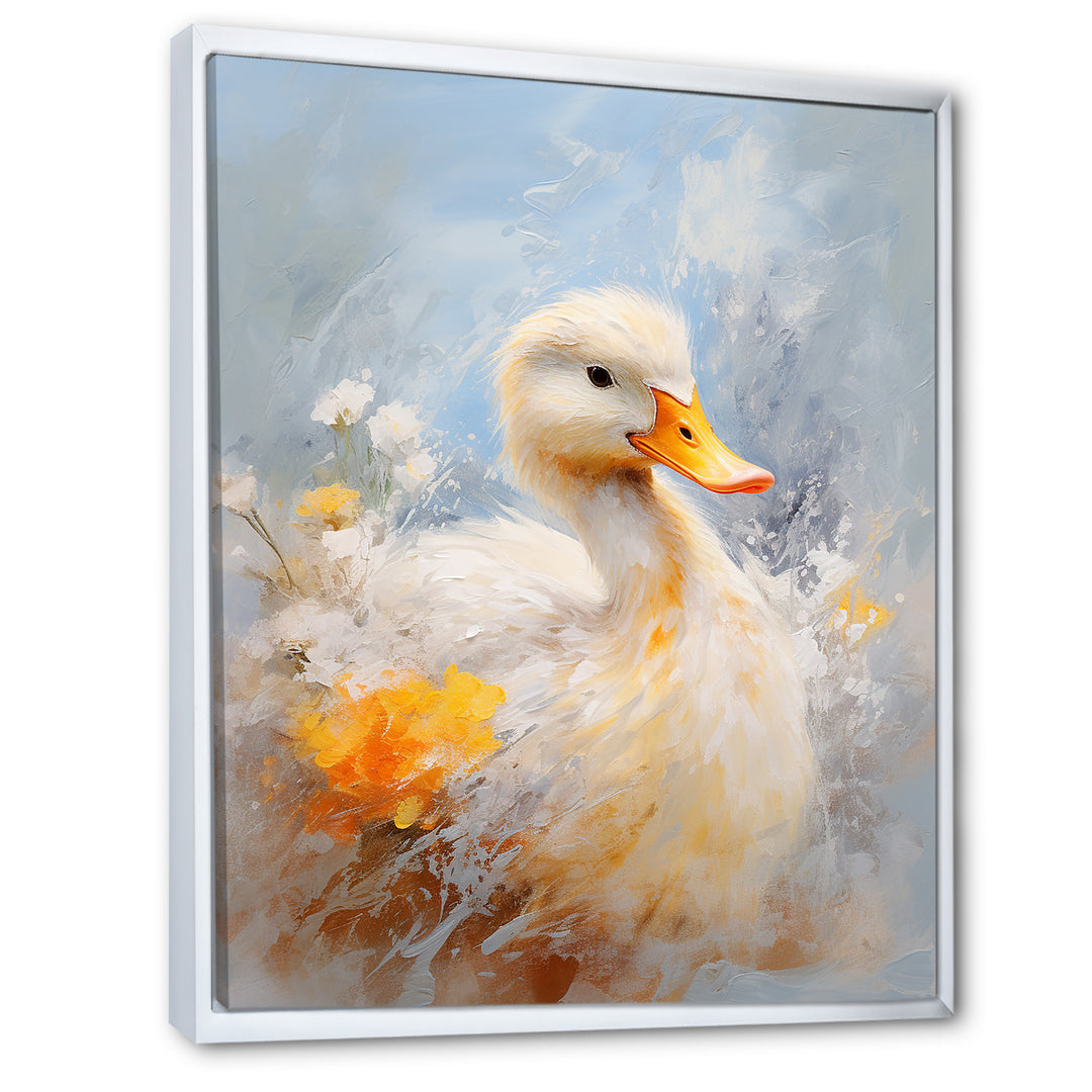 White and yellow Duck Feathered Elegance - White Duck Wall Art