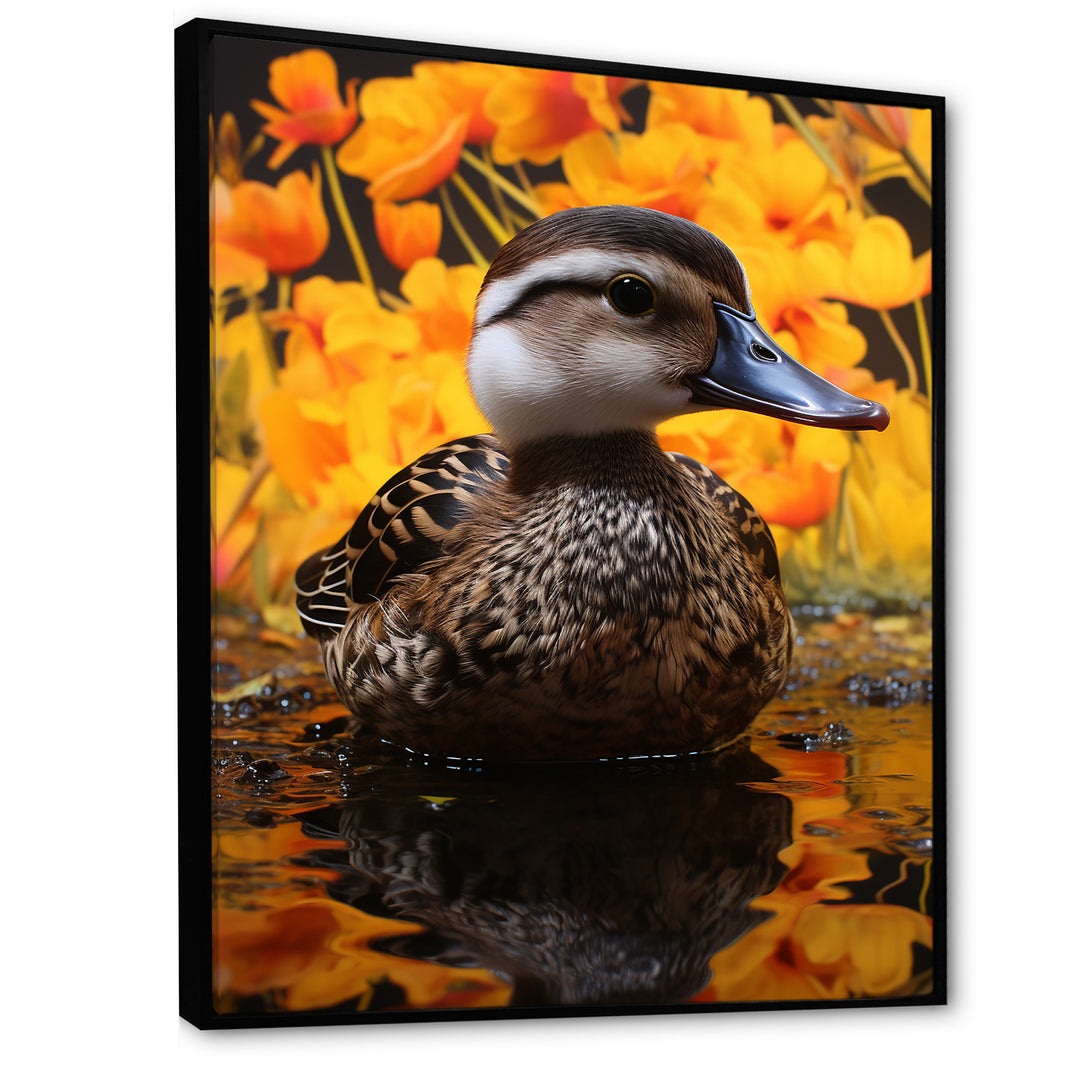 Brown and yellow baby duck at the lake - Duck Home Decor Art