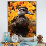 Brown and yellow baby duck at the lake - Duck Home Decor Art