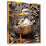 Grey and yellow duck Feathered Elegance - Duck Living Room Wall Art