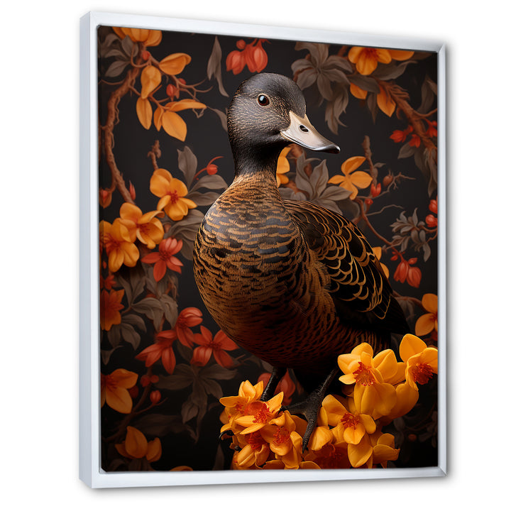 Brown and yellow duck Feathered Elegance - Duck Canvas Wall Art