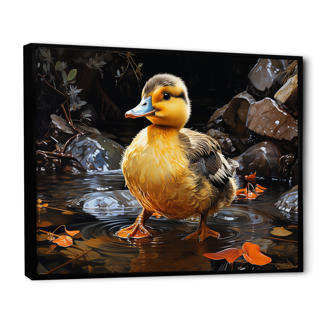 Yellow and black duck Feathered pond Elegance - Duck Wall Decor