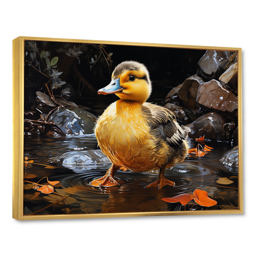 Yellow and black duck Feathered pond Elegance - Duck Wall Decor