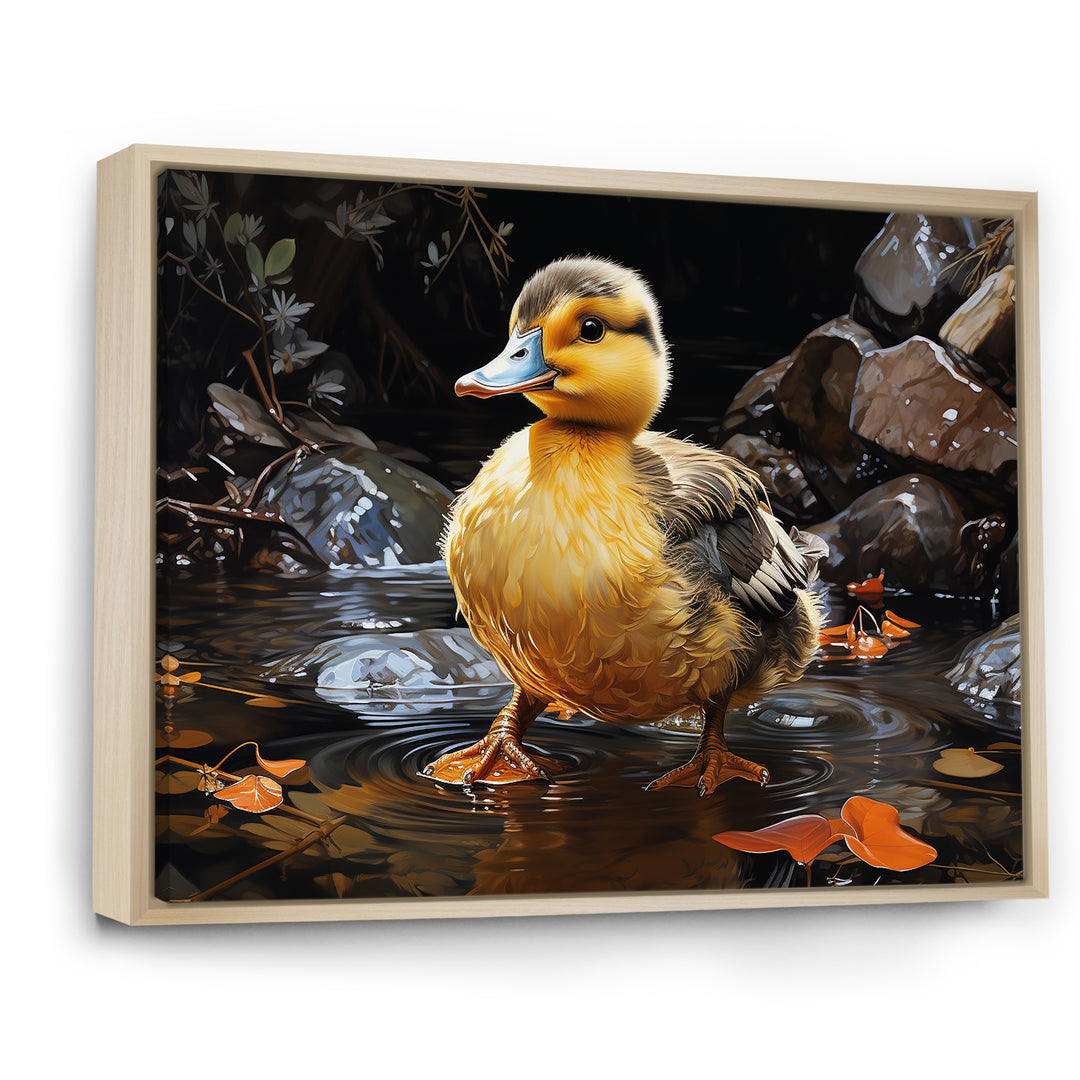 Yellow and black duck Feathered pond Elegance - Duck Wall Decor
