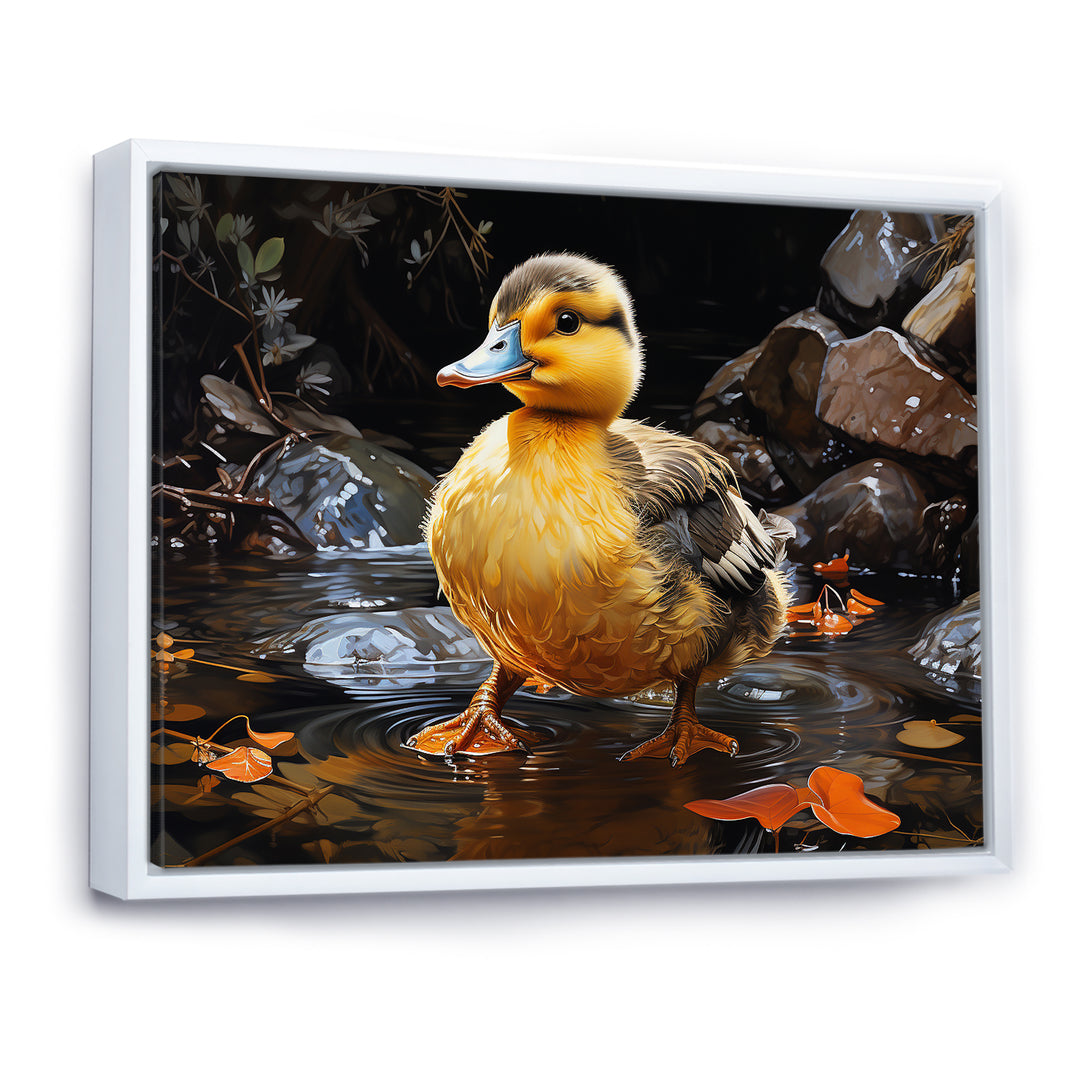 Yellow and black duck Feathered pond Elegance - Duck Wall Decor