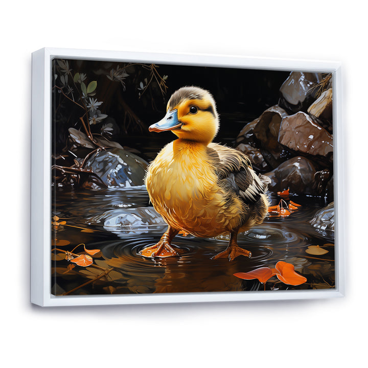 Yellow and black duck Feathered pond Elegance - Duck Wall Decor