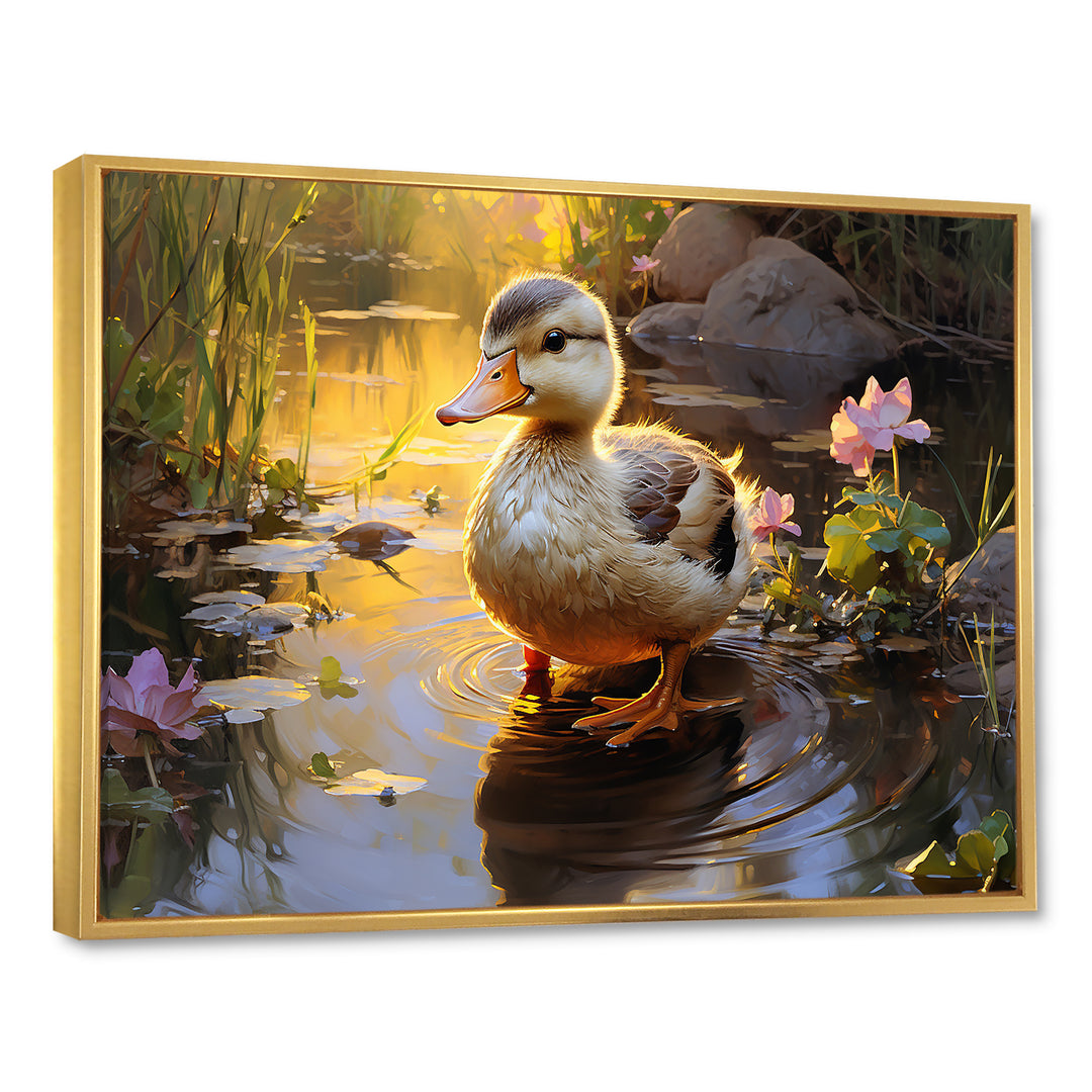 Yellow and green duck Feathered pond Elegance - Duck Wall Decor