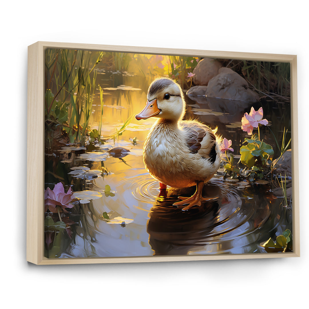 Yellow and green duck Feathered pond Elegance - Duck Wall Decor