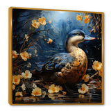 Blue and yellow duck floral Midnight Ponder - Duck Wall Art Prints