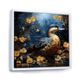 Blue and yellow duck floral Midnight Ponder - Duck Wall Art Prints