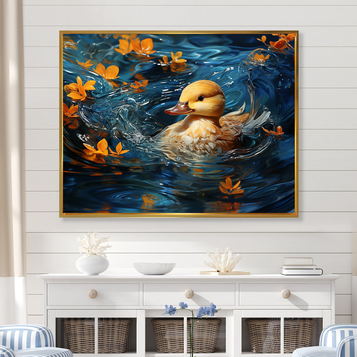 Minimalist Cute Mallard - Yellow Duck Wall Art