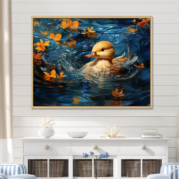 Minimalist Cute Mallard - Yellow Duck Wall Art