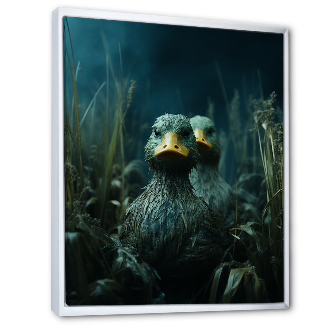 Midnight Misty Marsh duck - Duck Large Canvas Wall Art