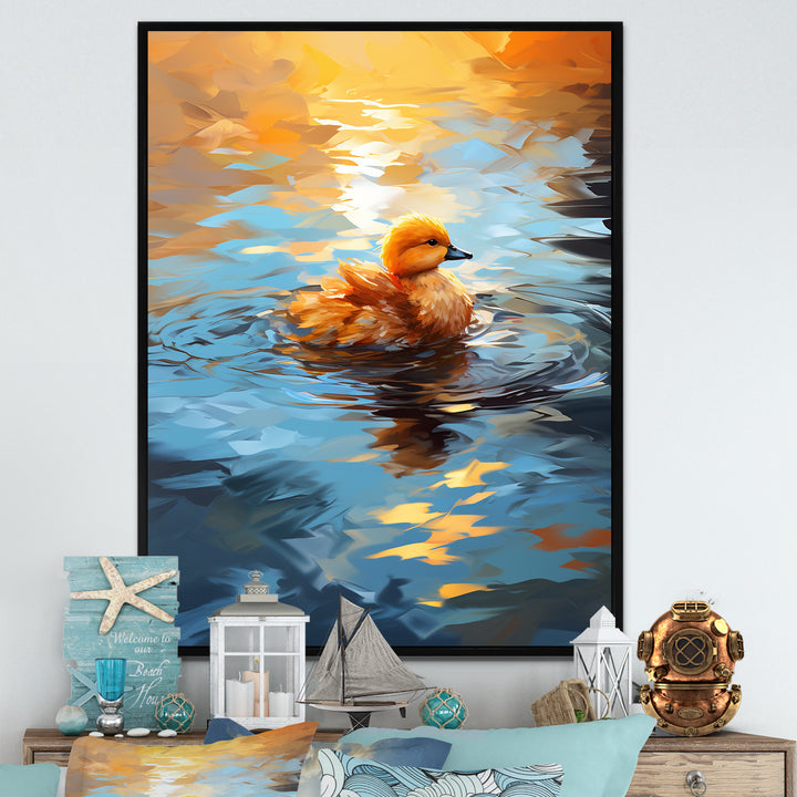 Yellow Duck Morning Quack Lake - Duck Bedroom Wall Art