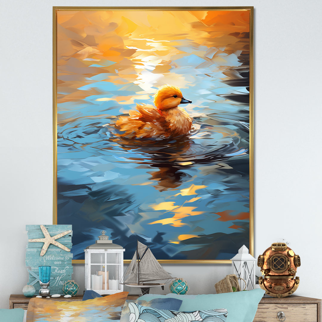 Yellow Duck Morning Quack Lake - Duck Bedroom Wall Art