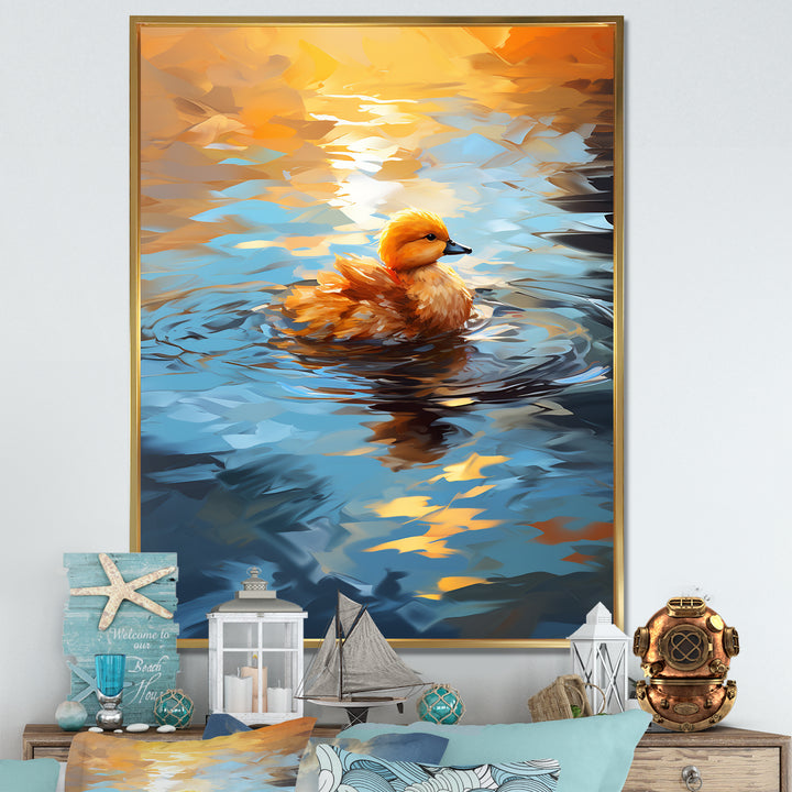 Yellow Duck Morning Quack Lake - Duck Bedroom Wall Art