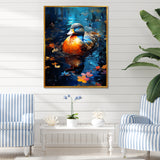 Blue and orange duck Morning Quack Lake - Duck Canvas Wall Art