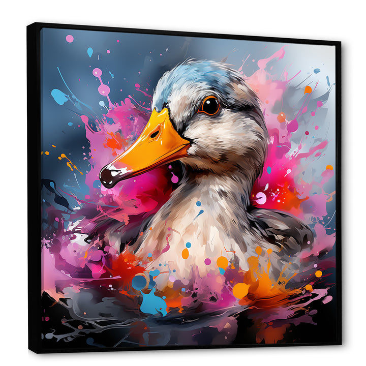 Colorful Neon duck Pond - Duck Canvas Wall Art