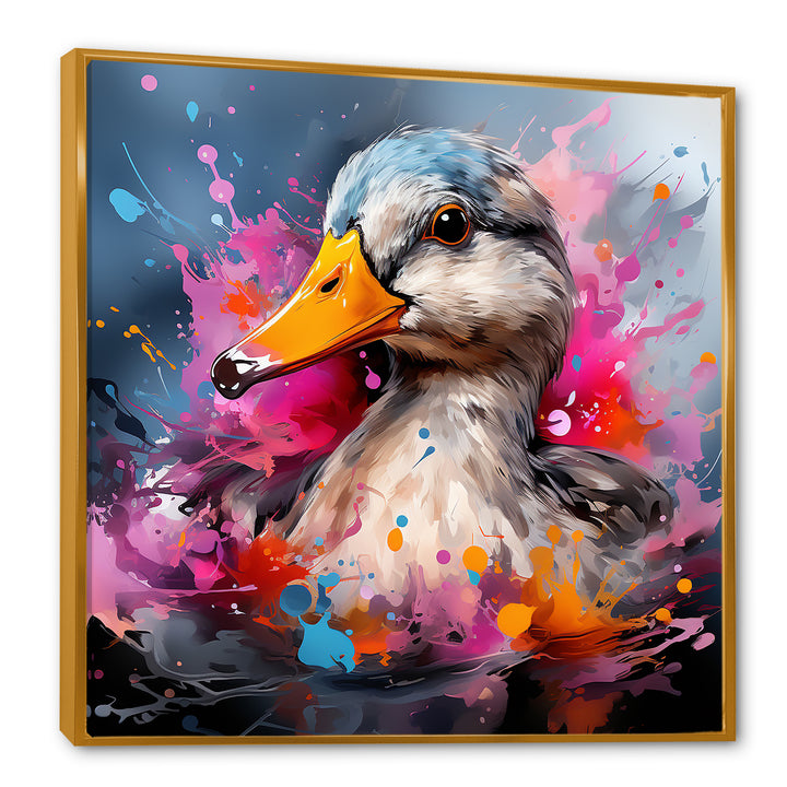 Colorful Neon duck Pond - Duck Canvas Wall Art