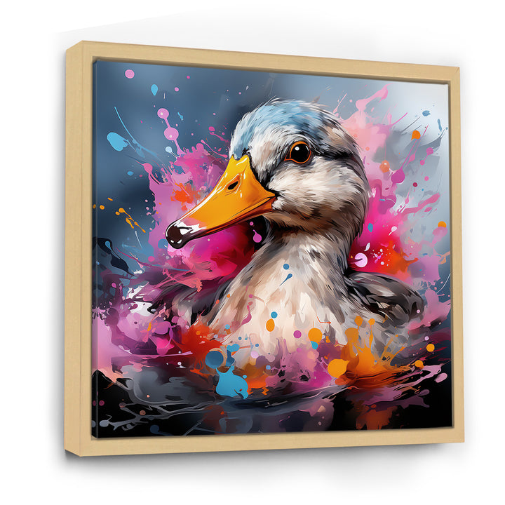 Colorful Neon duck Pond - Duck Canvas Wall Art