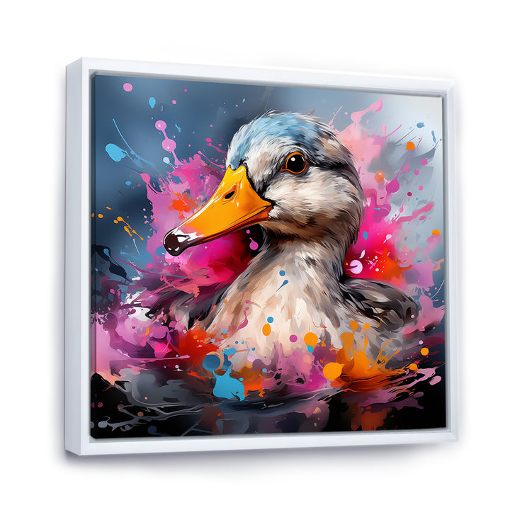 Colorful Neon duck Pond - Duck Canvas Wall Art