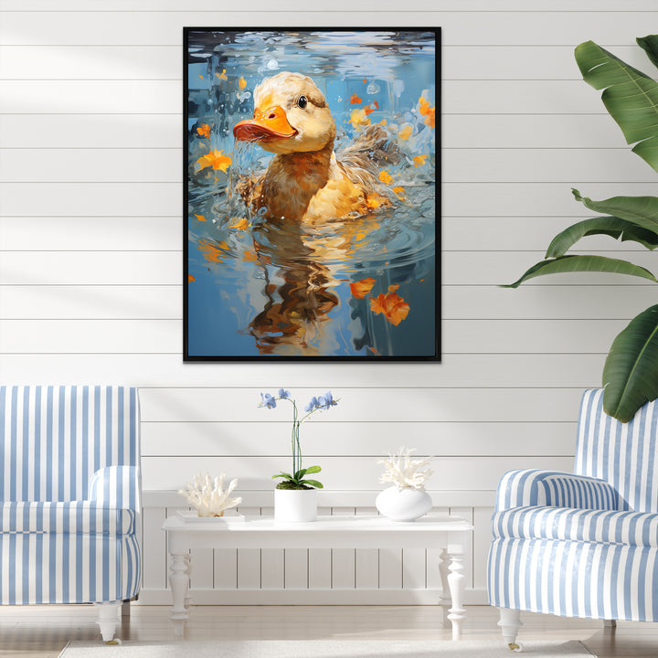 Yellow ducklings Pond Reflections - Duck Wall Art Prints