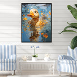 Yellow ducklings Pond Reflections - Duck Wall Art Prints