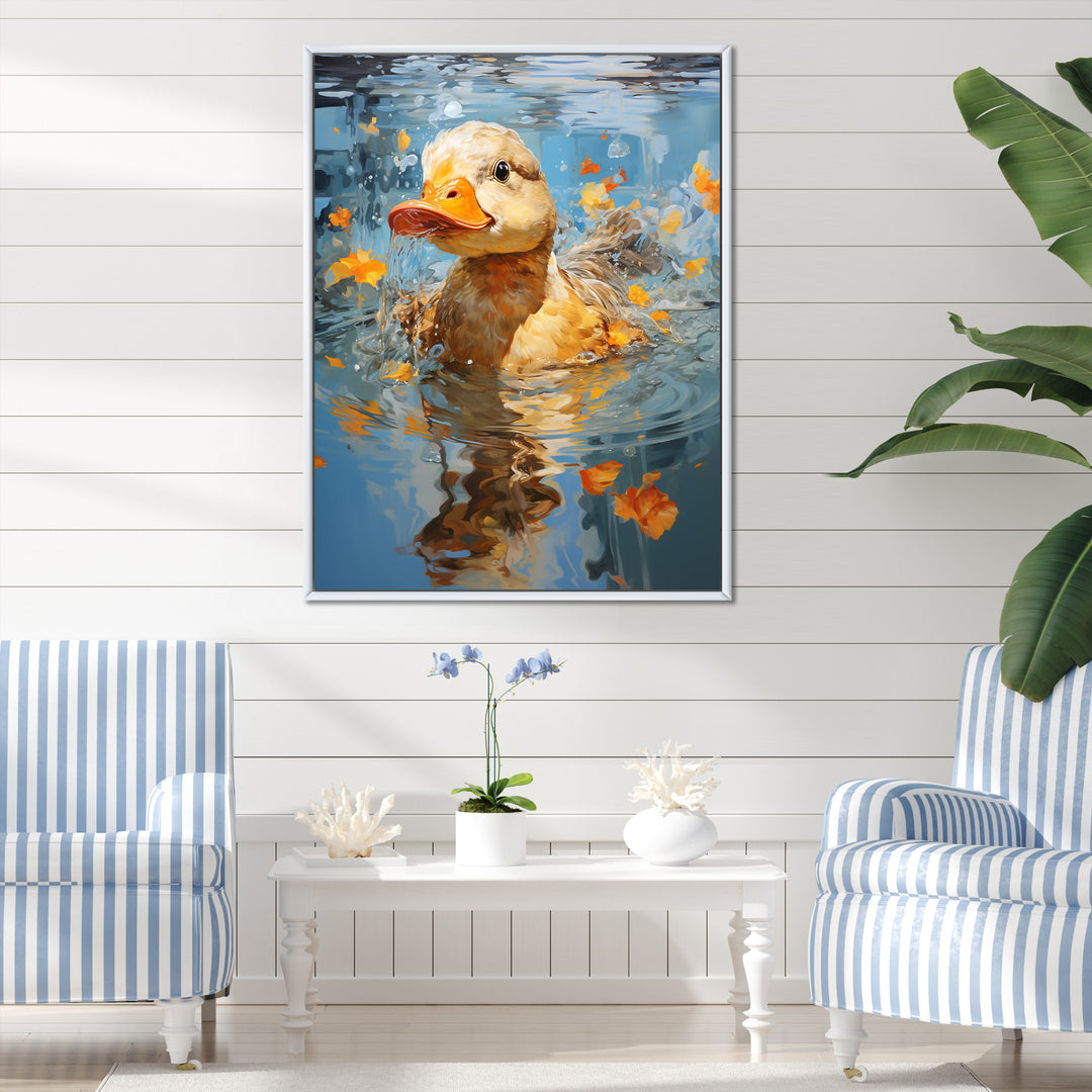 Yellow ducklings Pond Reflections - Duck Wall Art Prints