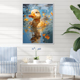 Yellow ducklings Pond Reflections - Duck Wall Art Prints