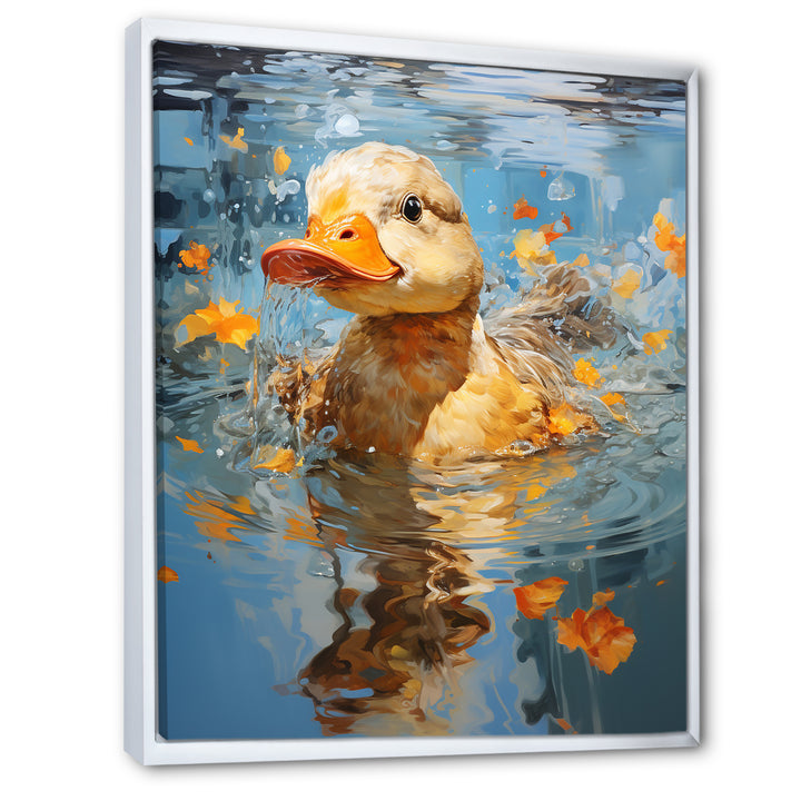 Yellow ducklings Pond Reflections - Duck Wall Art Prints