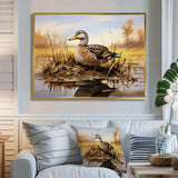 Waddling duck in the countryside I - Animals Canvas Wall Art