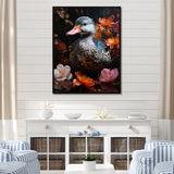 Duck s floral Shadow Diver - Duck Framed Canvas Art