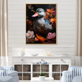 Duck s floral Shadow Diver - Duck Framed Canvas Art